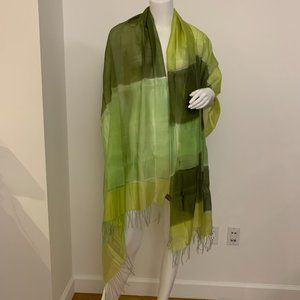 Chiktok  39" X 85" Green 100% Silk Scarf